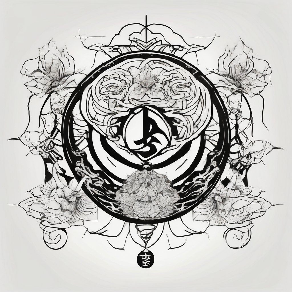 Right chest tattoo with the japanese symbol for Kaizen half sleeve tattoo designs for men, AI-generated Surreal tattoo design